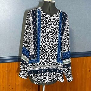 LOFT long sleeve semi-sheer blouse